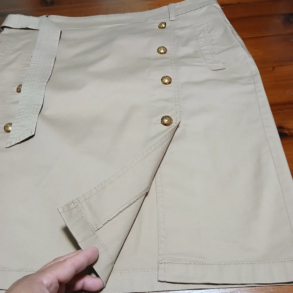 Ralph Lauren Cream Gold Mini‎ Pencil Skirt Size16W